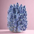 Vase Banc de Poissons, Grès Bleu, 24 x 24 x 32 cm