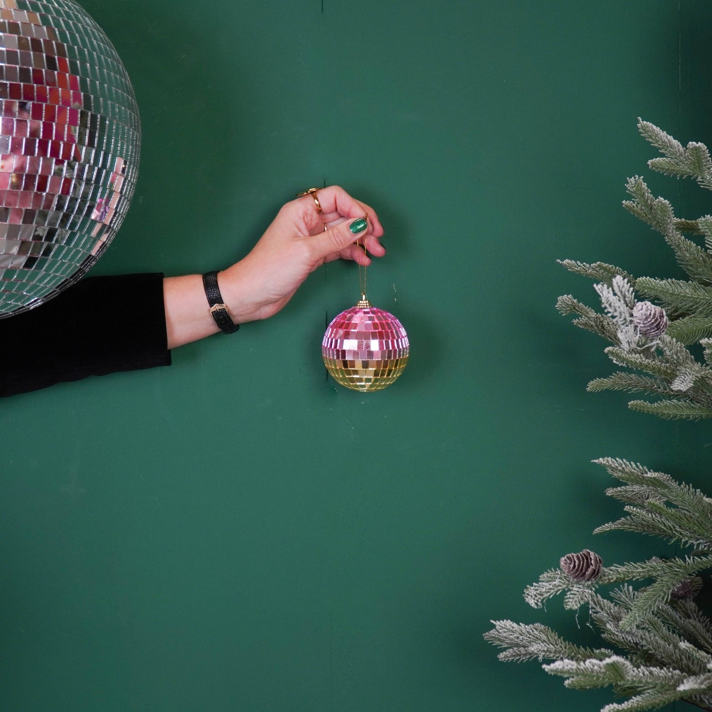 Boule de Noël Disco Rose/Or - 8cm