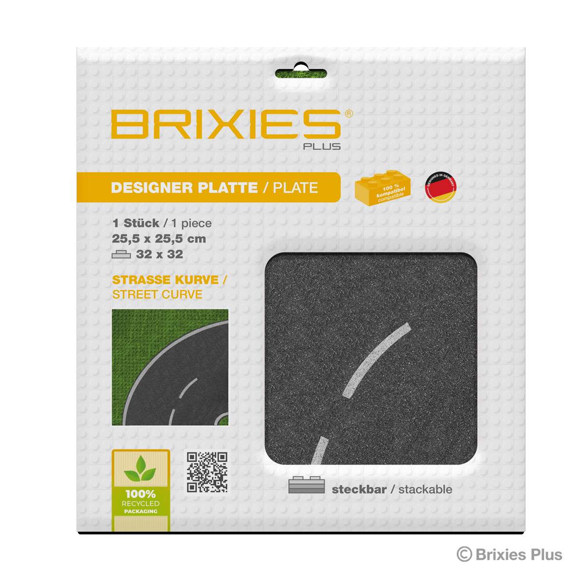 BRIXIES Plus Designer Base Plate Road Curve 32 x 32 Studs
