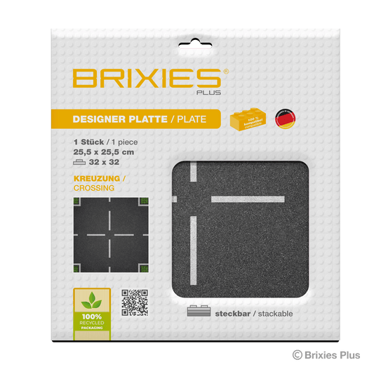 BRIXIES Plus Designer Plate Road Crossing 32 x 32 Studs