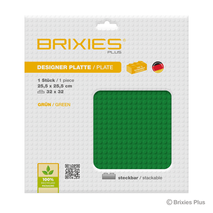 BRIXIES Plus Base Plate Green 32 x 32 Studs