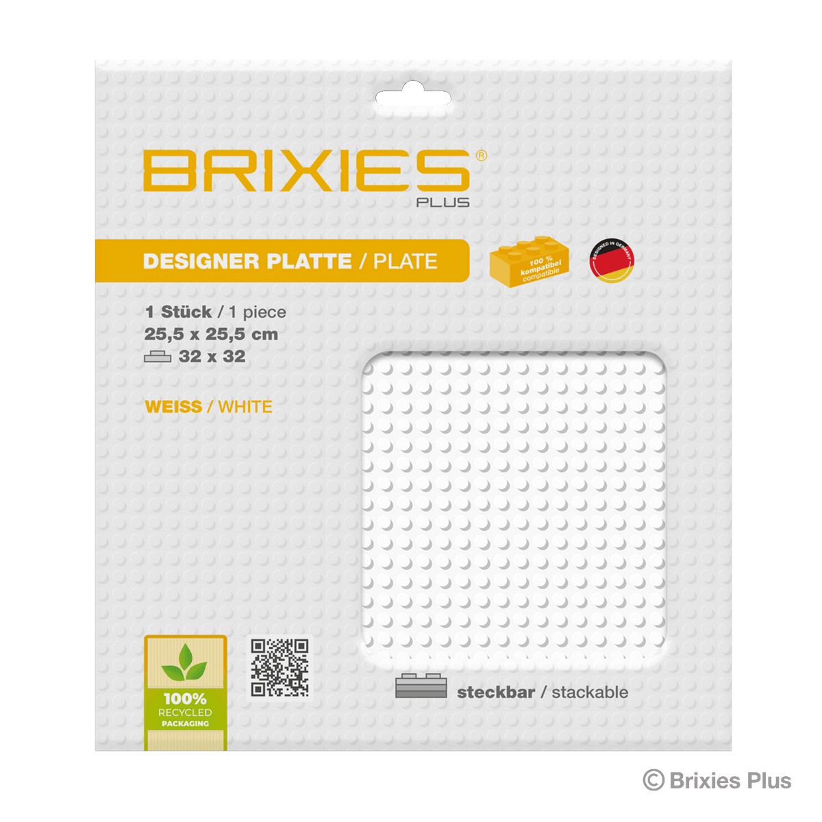 BRIXIES Plus Base Plate White 32 x 32 Studs