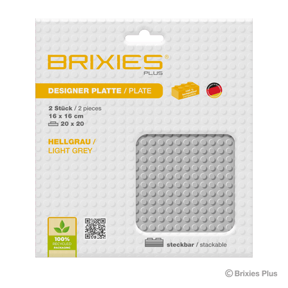 BRIXIES Plus Base Plate Light Gray 20 x 20 Studs Double Pack