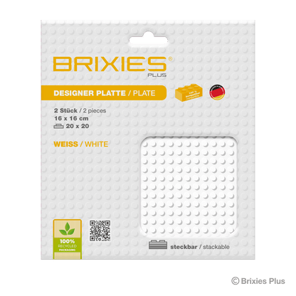 BRIXIES Plus Base Plate White 20 x 20 Studs Twin Pack