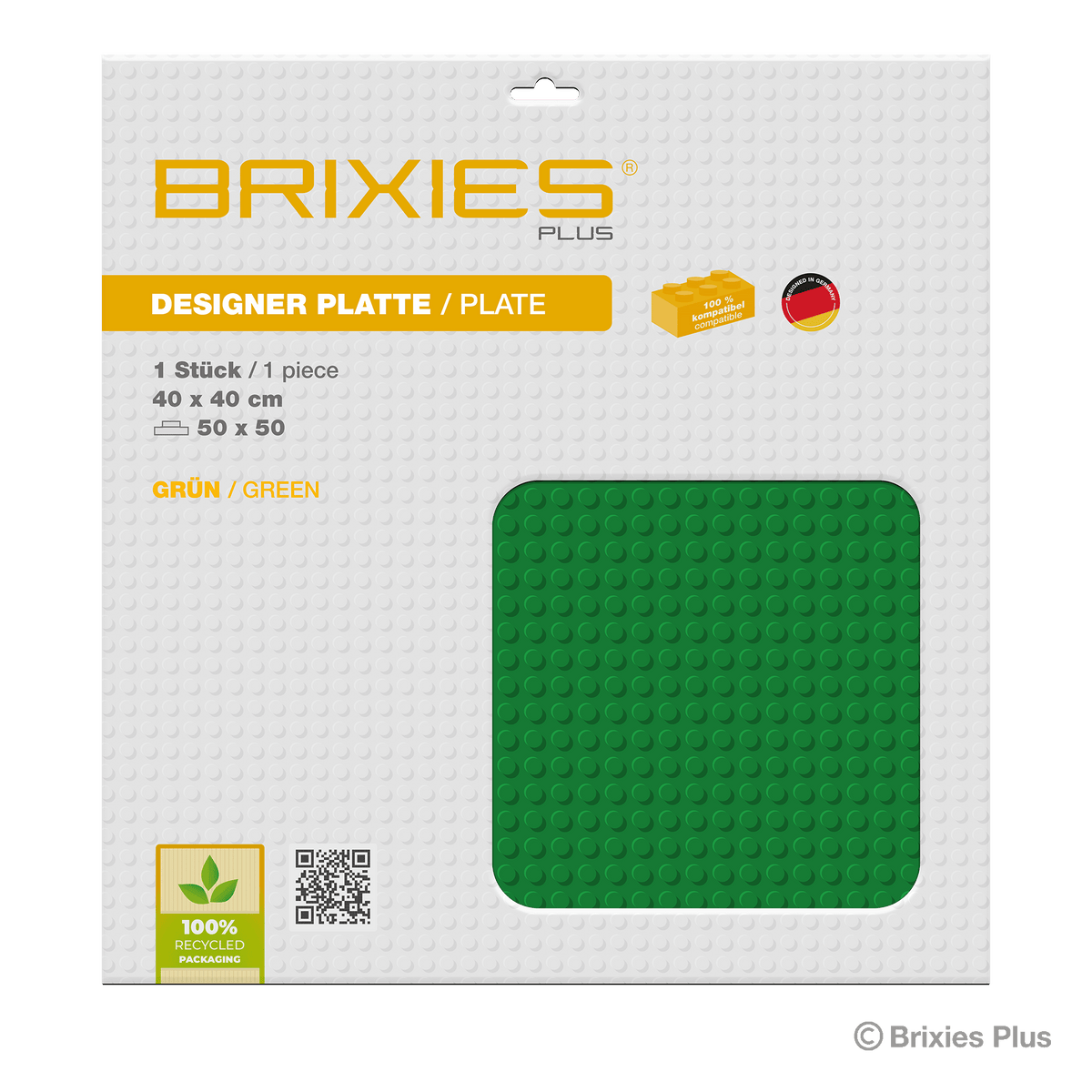BRIXIES Plus Base Plate Green 50 x 50 Studs