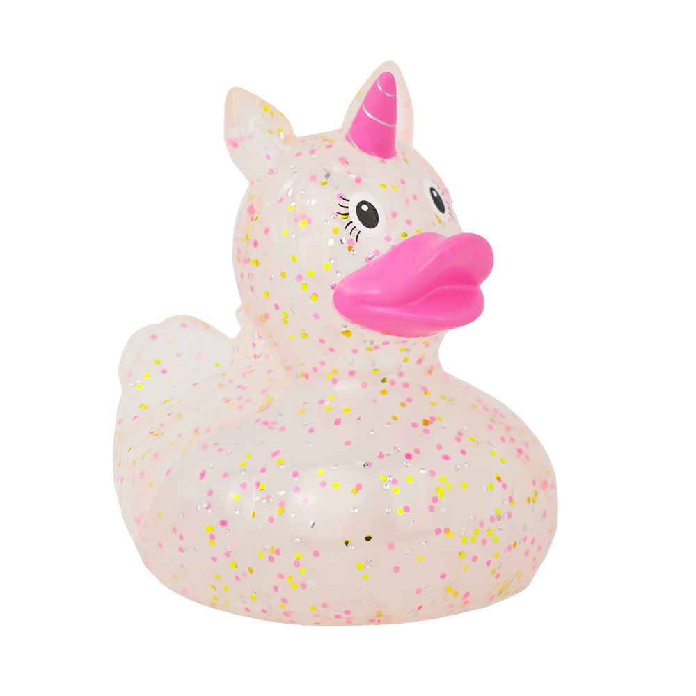 Roze glitterende eenhoorn-eend
