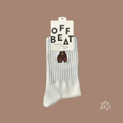 Embroidered Bear Socks