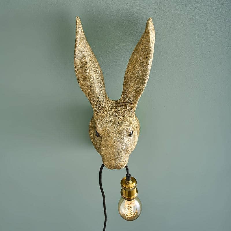 Hasi wandlamp, goudkleurig polyurethaanhars, 22 x 19 x 46 cm