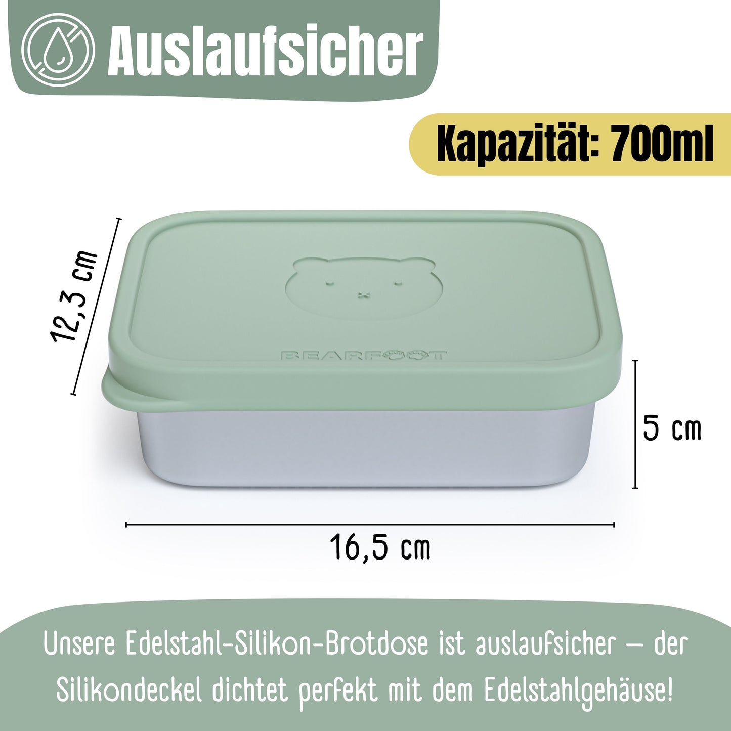 Stainless Steel Kids Lunch Box with Silicone Insert - Sage