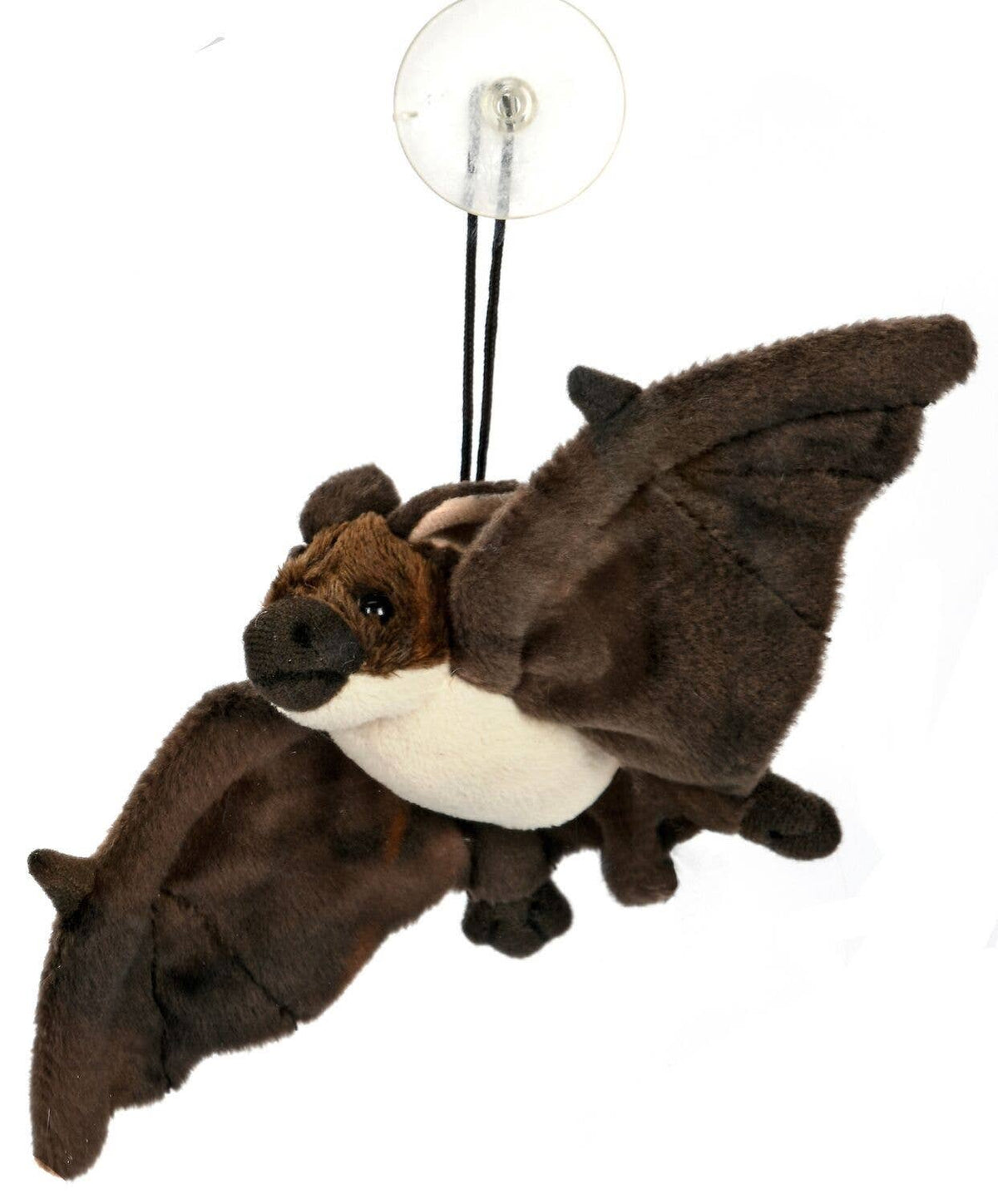 Brown-white bat plush with suction cup