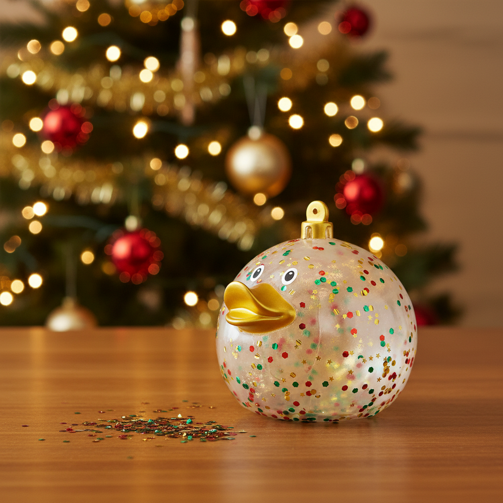 Glittery Christmas Ball Duck