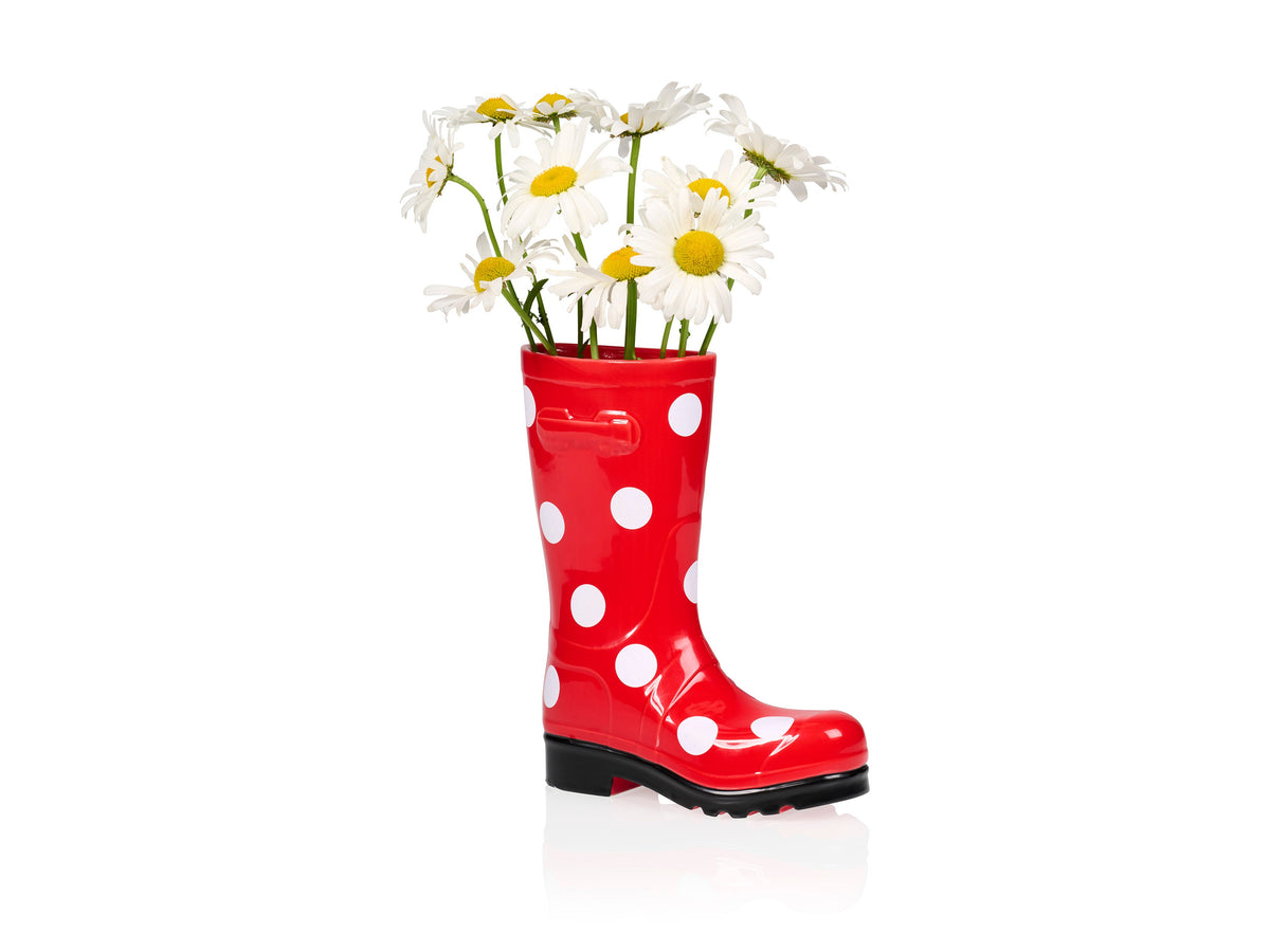 Vase Botte Wellington à Pois Rouge
