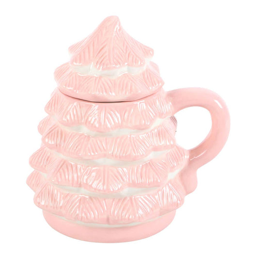 Pink Christmas tree shaped mug