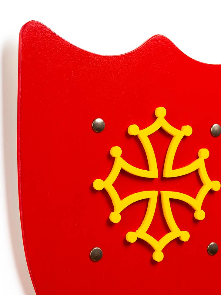Historical Red Shield with Occitan Cross L