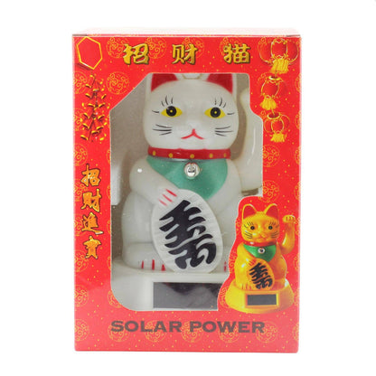 Solar lucky white cat 12cm