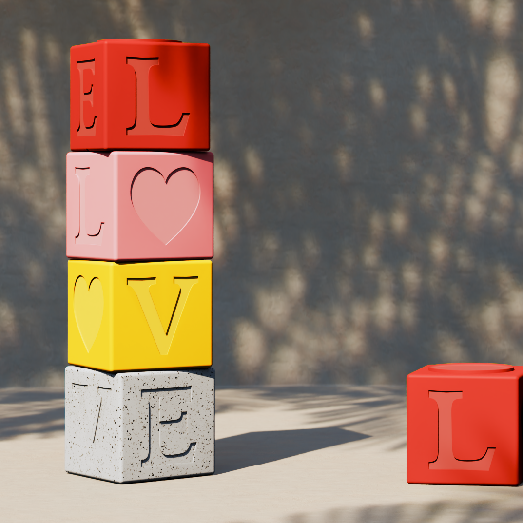 LOVE TOTEM – 4 Cubes Empilables