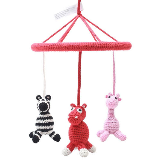 Mobile with hippopotamus, tortoise and zebra