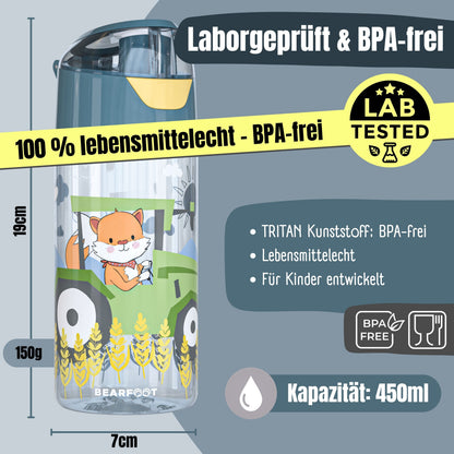 Kids' water bottle, lightweight - Tractor Fox