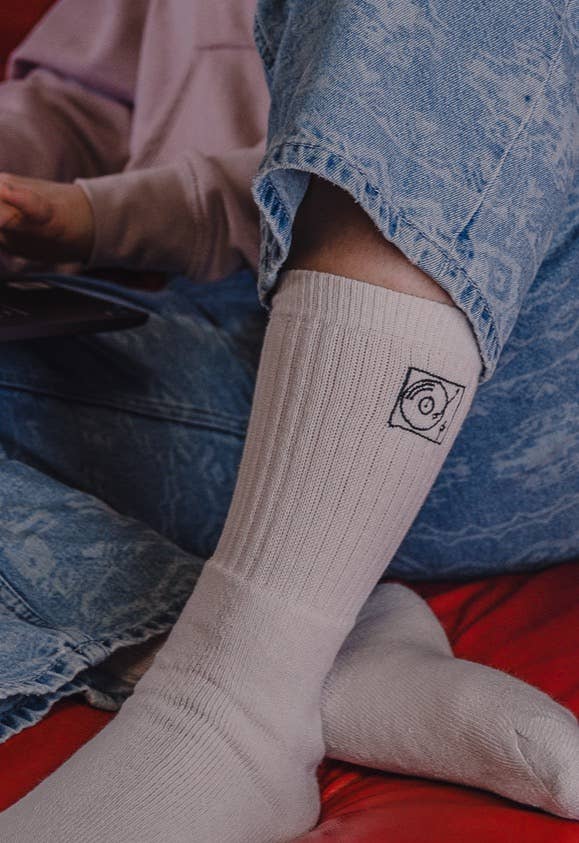 Embroidered sport socks - Vinyl record player
