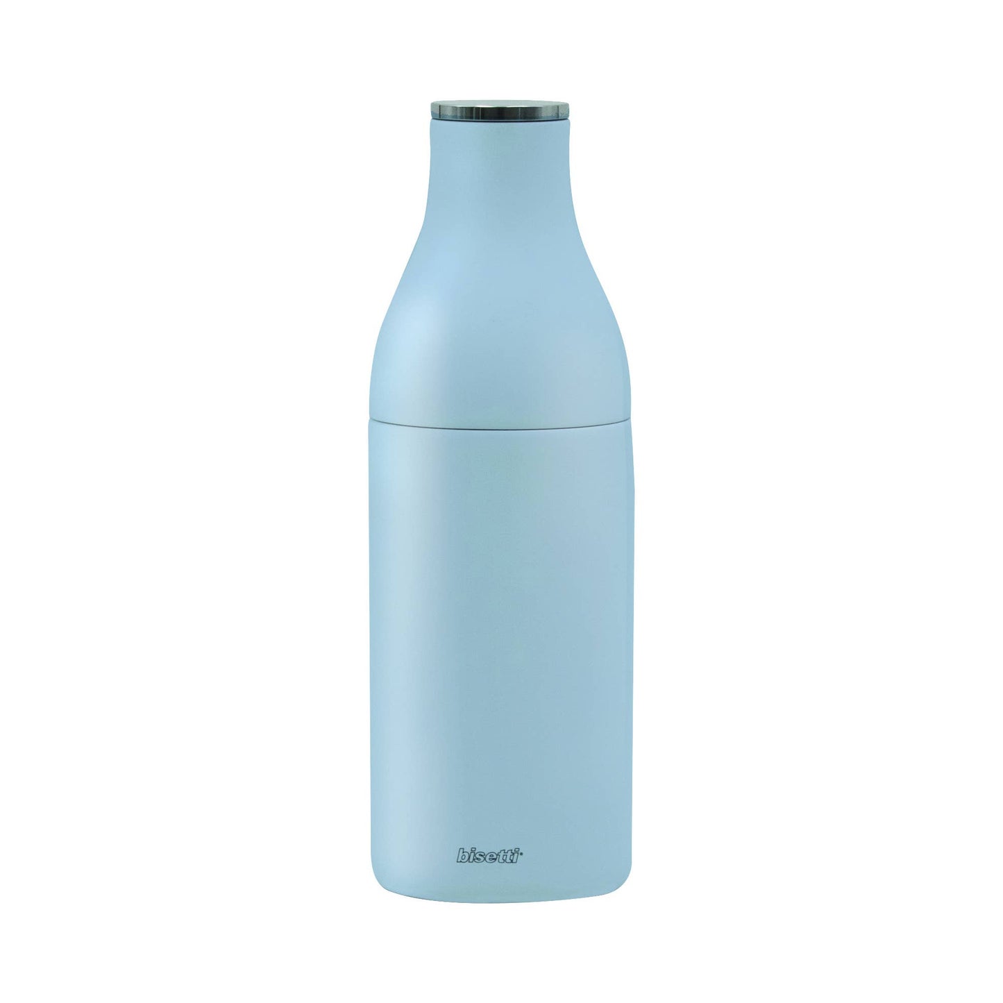 "Milk Bottle" spice mill, matte azure blue lacquered beech