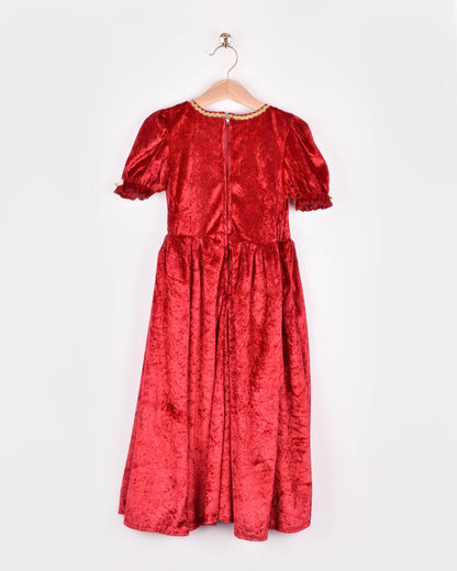 Princess dress in red velvet, size 110-116 cm (4-6 years)