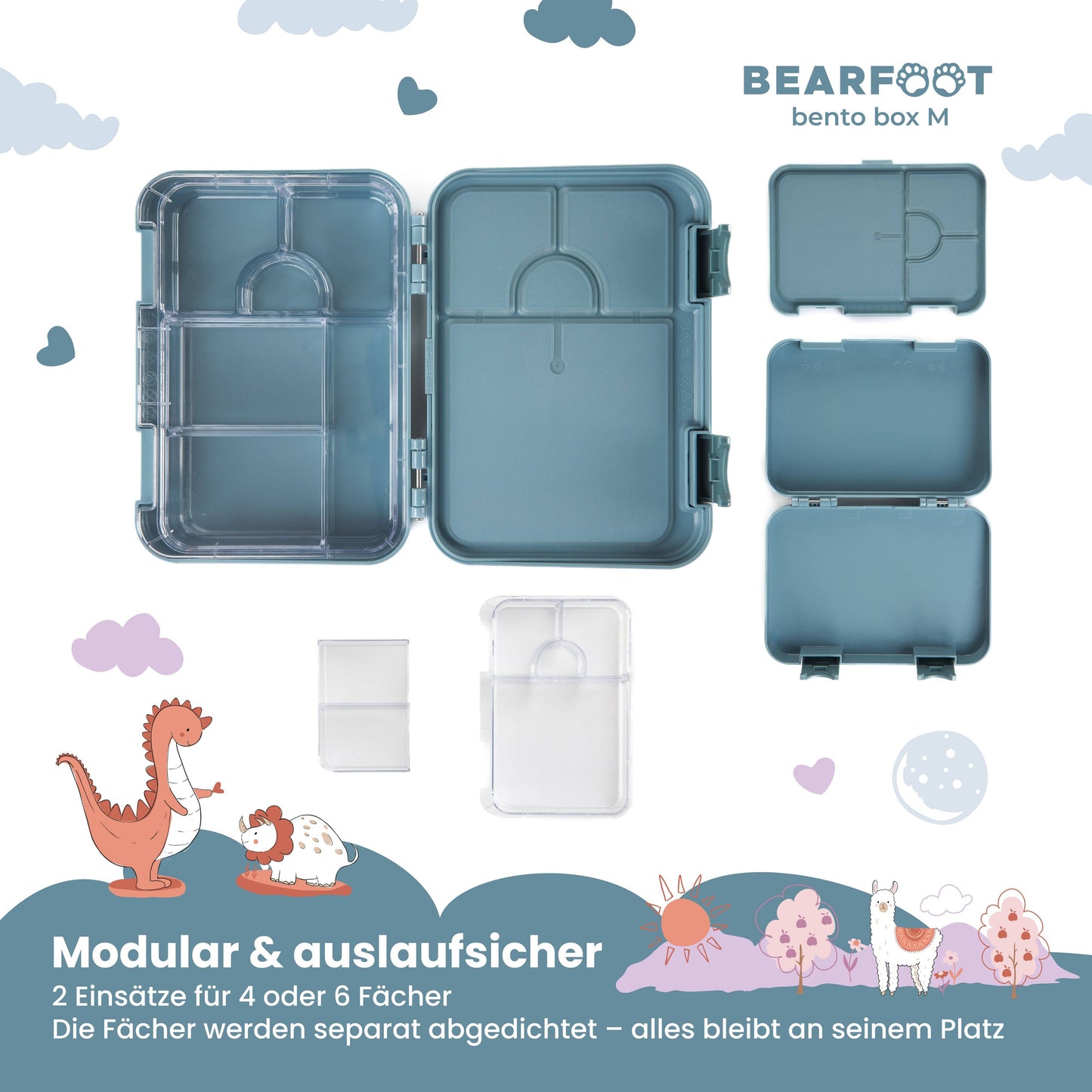 Kinderlunchbox met vakjes, lunchbox, bentobox - graafmachine