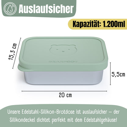 Stainless Steel Kids Lunch Box with Silicone Insert - Sage