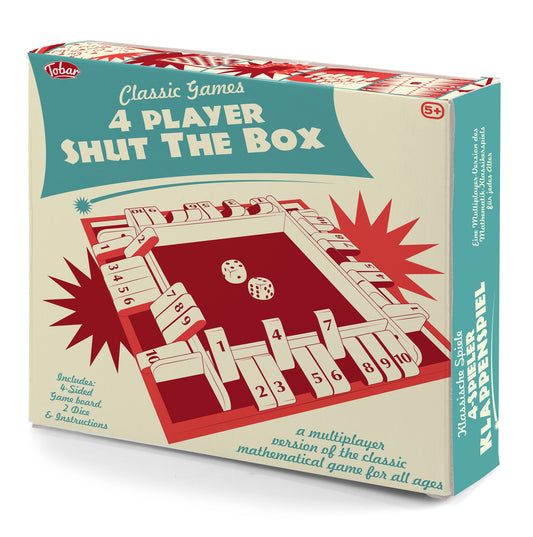 WOODEN 4-PLAYER SHUT THE BOX GAME