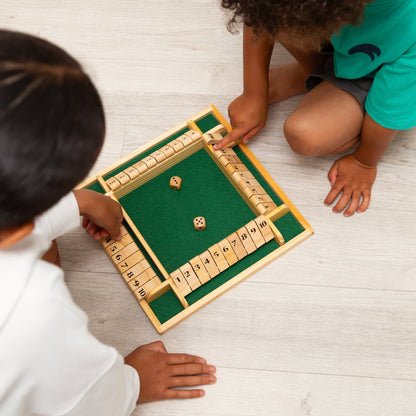 WOODEN 4-PLAYER SHUT THE BOX GAME