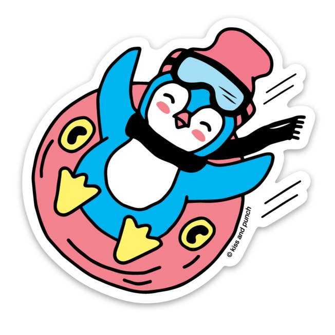 Penguin Skiing Sticker