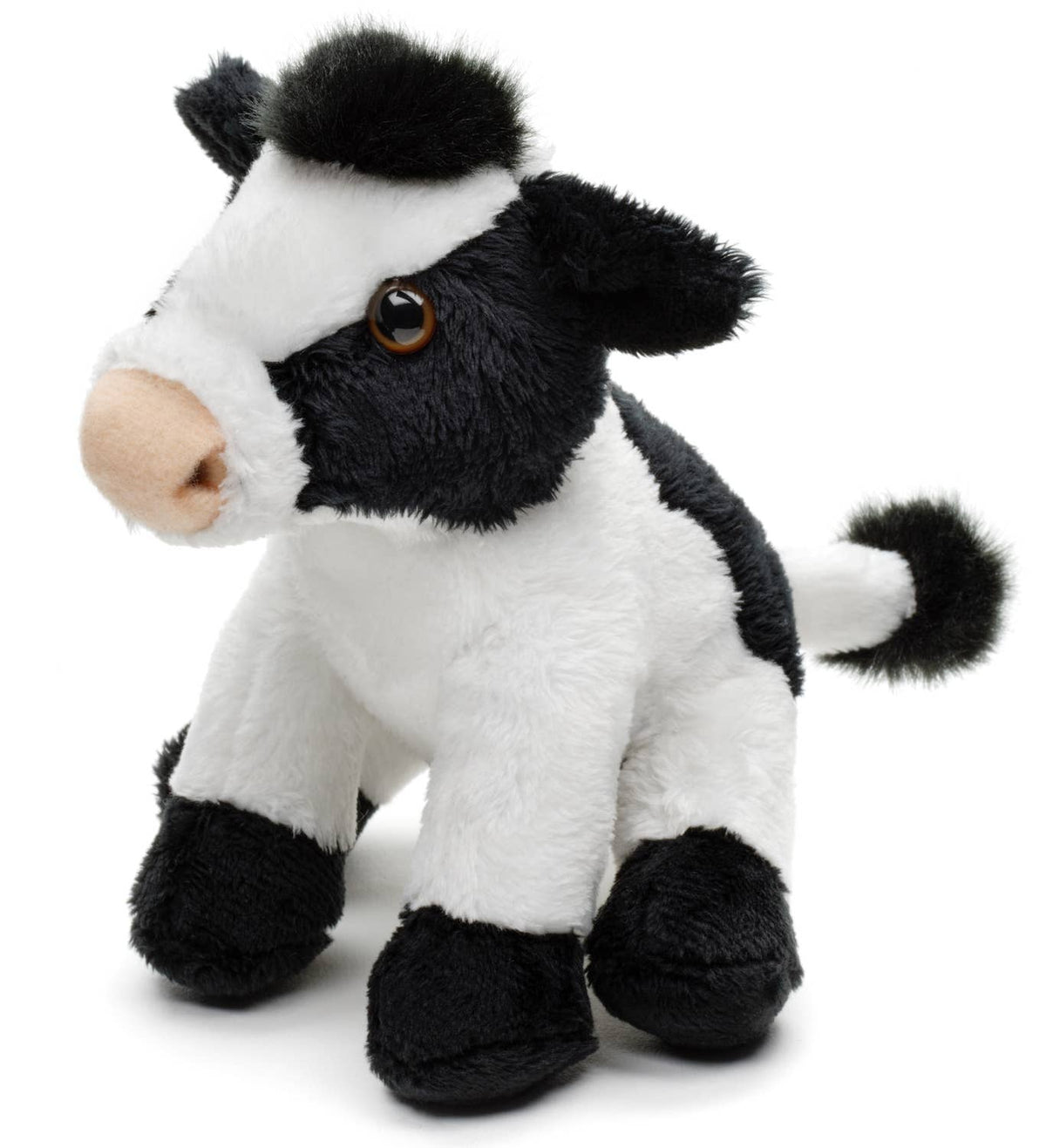 Black and white sitting cow plush toy