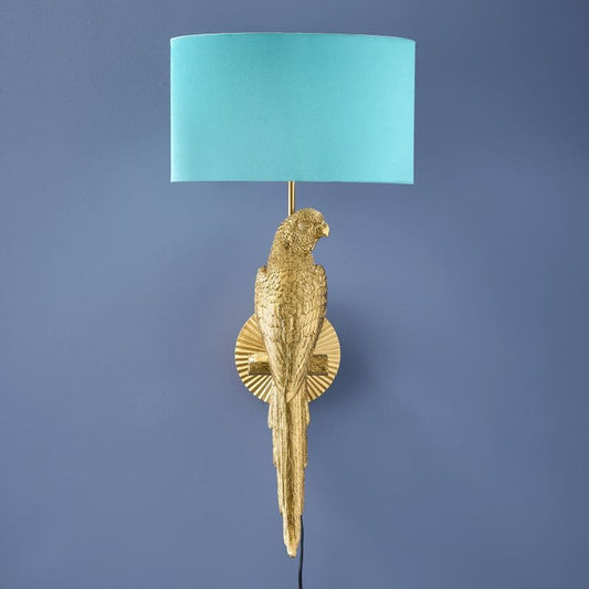 Percy Papegaai Wandlamp, Goud/Turquoise