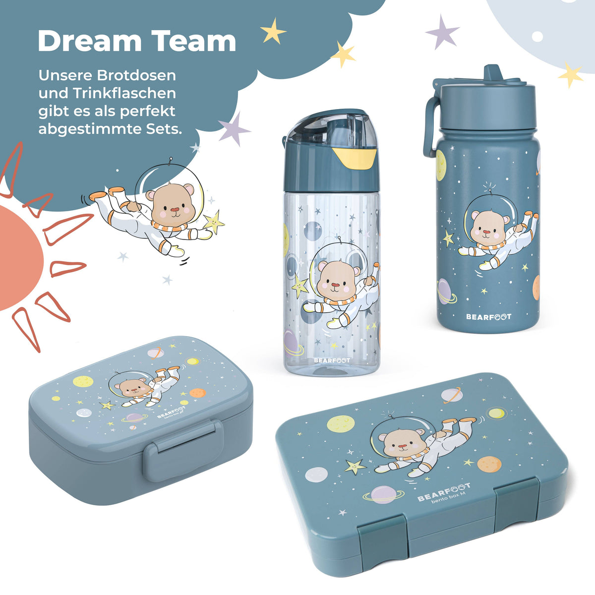 Thermo Kids Water Bottle Stainless Steel - Astro Bear blue