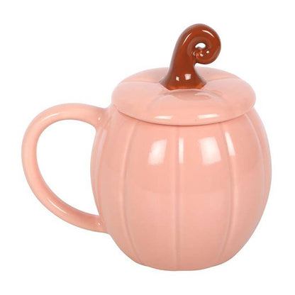 Pink Autumn Pumpkin Mug with Lid