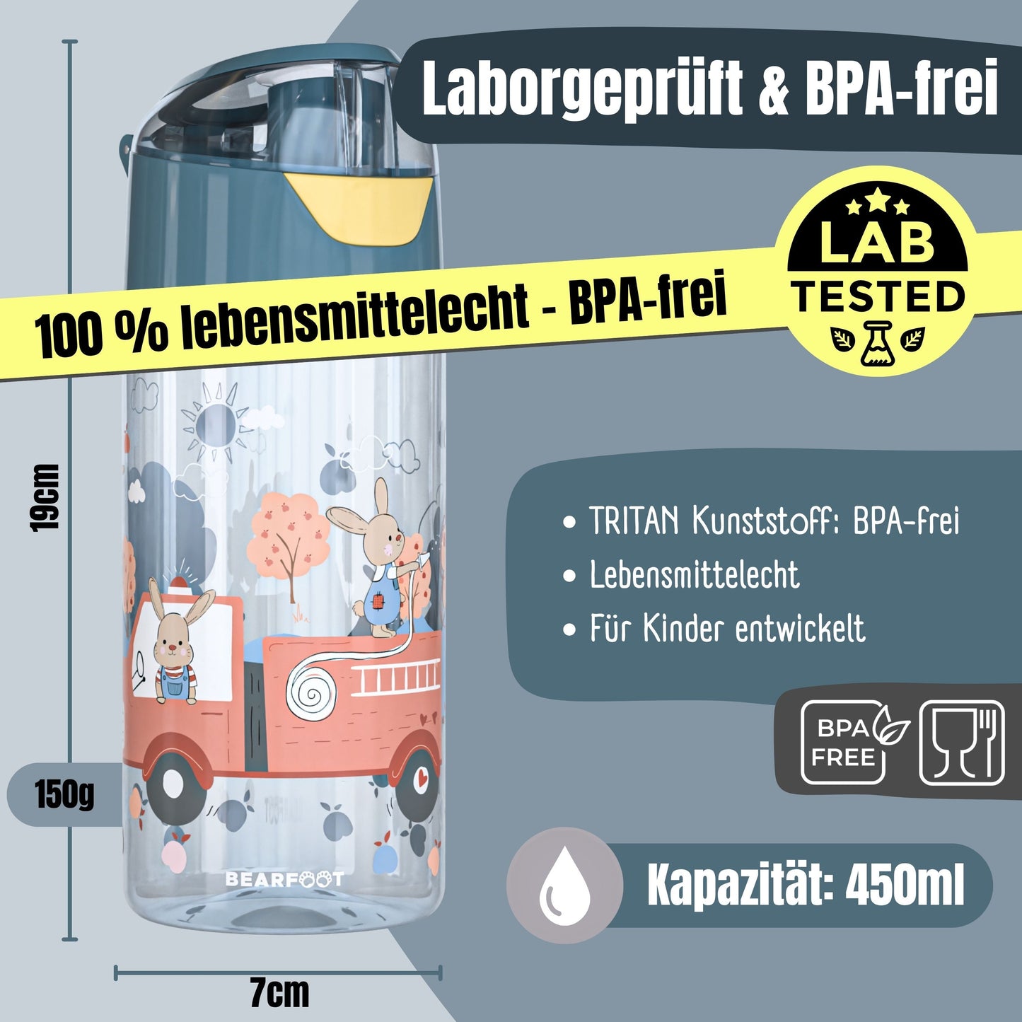Kids' drinking bottle, lightweight water bottle - Firefighter
