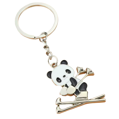 Skiing Panda Keychain