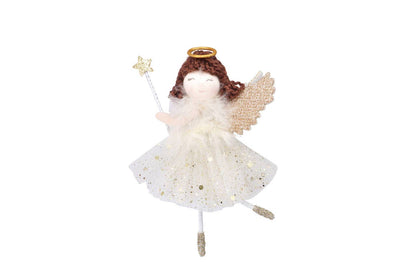 Hanging decoration: golden angel with dark hair