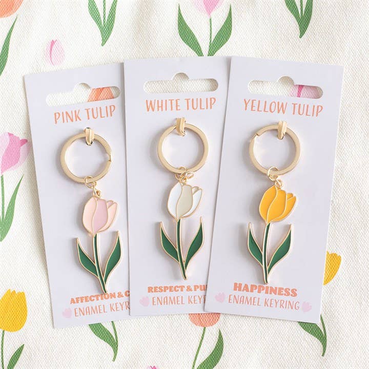 Roze tulp sleutelhanger