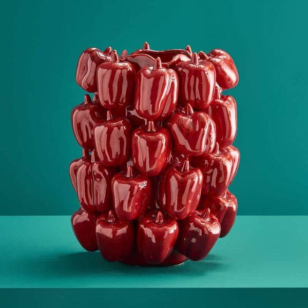 Paprika Red Vase, Stoneware, 25 x 25 x 31 cm Handmade