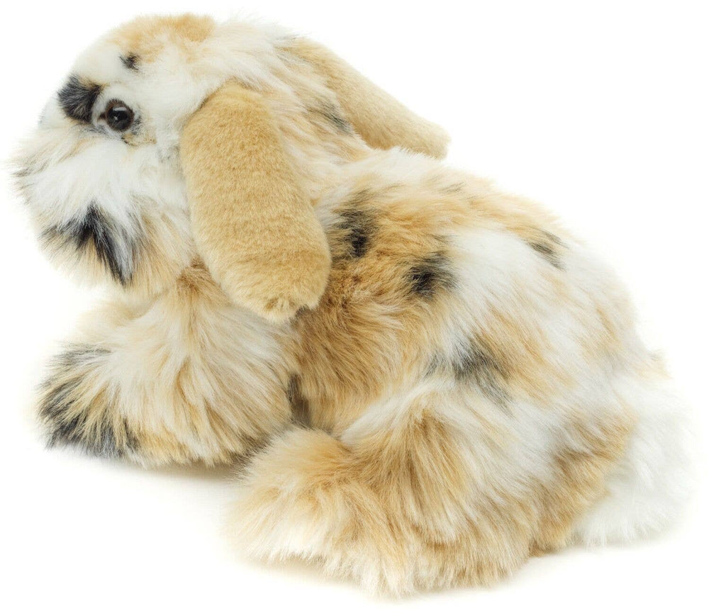 Peluche Lapin Tête de Lion Tricolore Couché