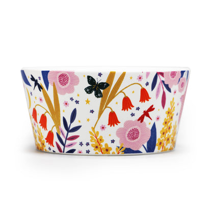 Ceramic bowl with floral design, positive and uplifting message