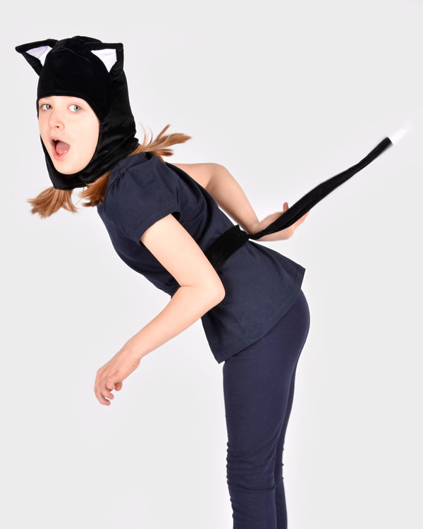 Black cat set (hood and tail) 3-5 years