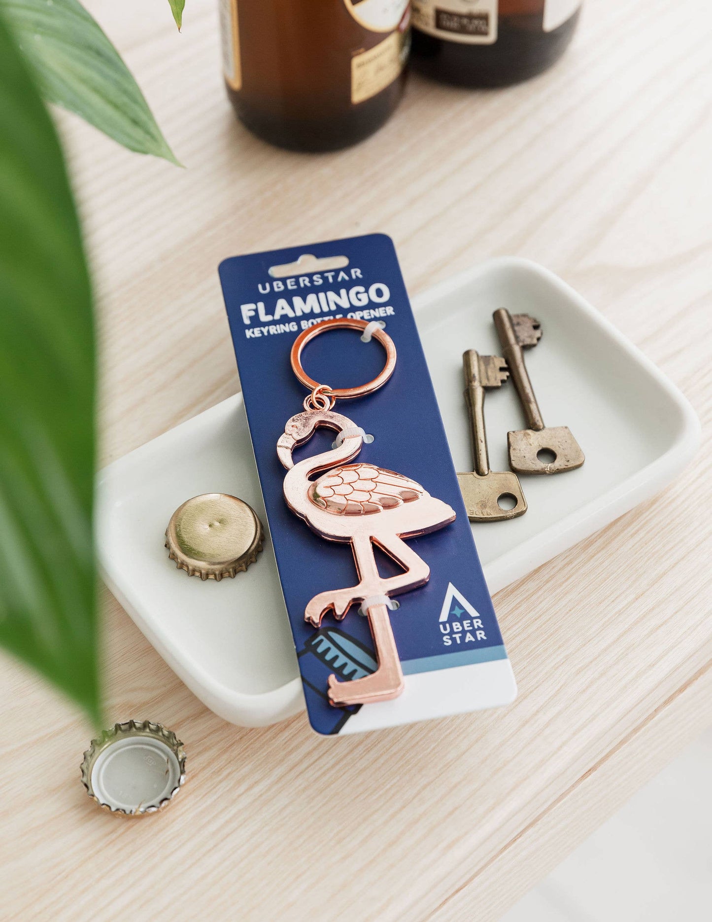 Flamingo flesopener sleutelhanger