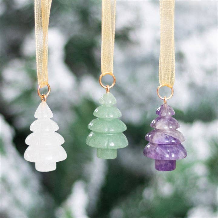 Set of 3 crystal Christmas tree decorations