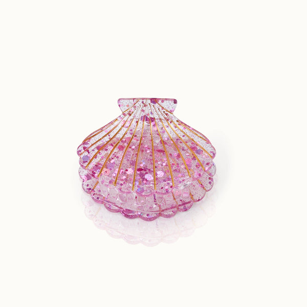 Sparkling Pink Seashell Hair Clip