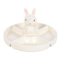 Plat de Service pour Collation avec Compartiment pour Trempette et Motif de Lapin de Pâques