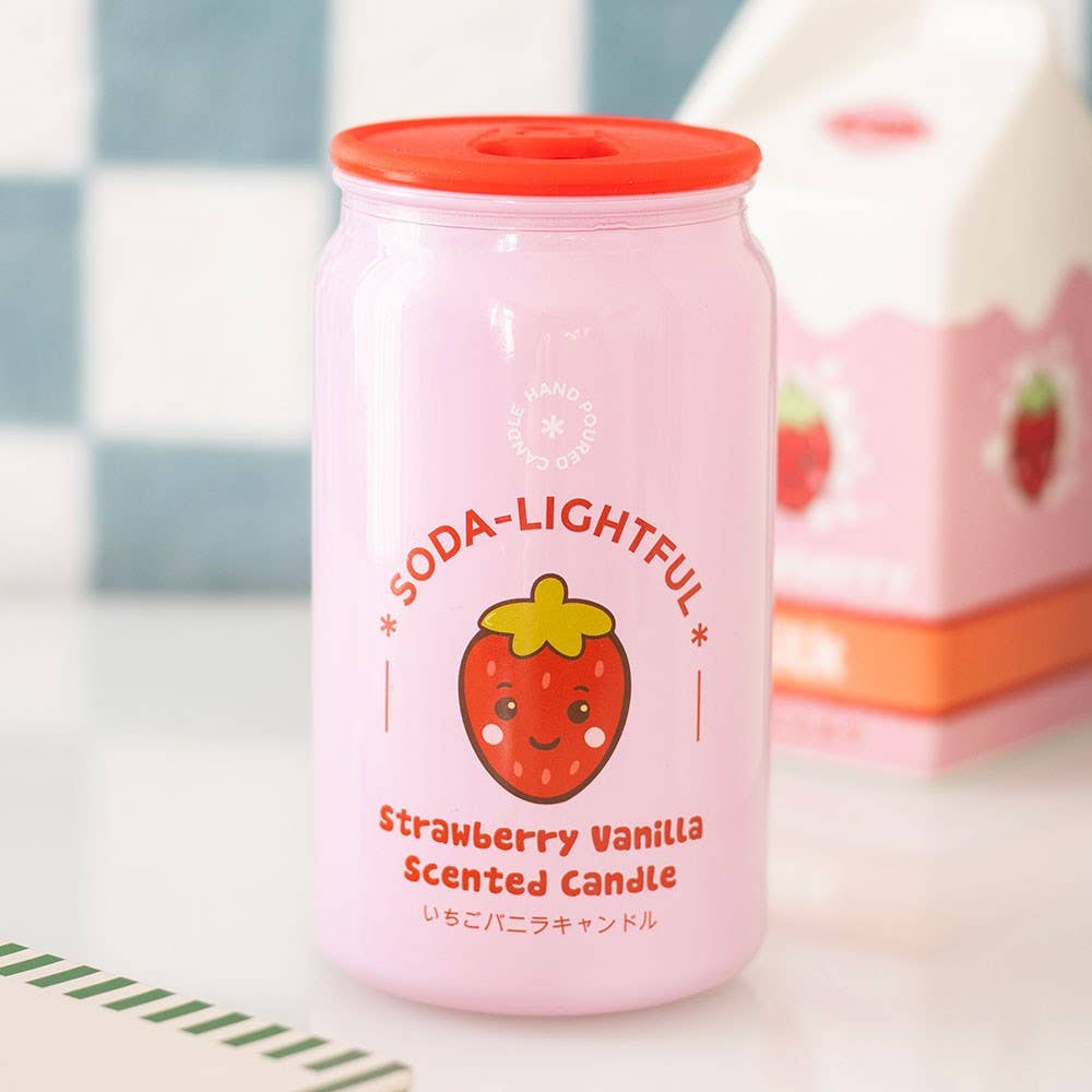 Strawberry-Vanilla Scented Soda Can Candle