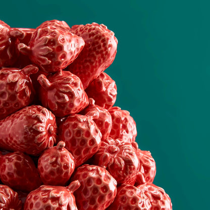 Aardbeivaas, rood aardewerk, 20 x 20 x 25 cm