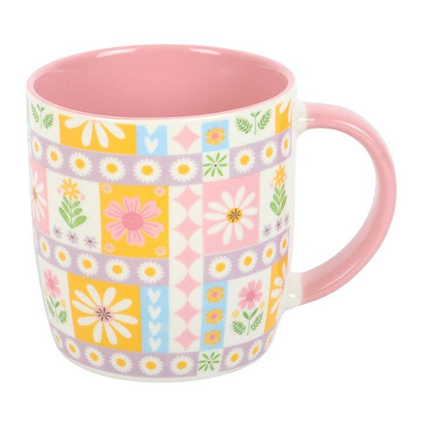 Mok met bloemenpatchwork