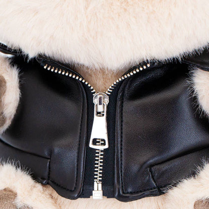 Hamster plush toy with leather jacket